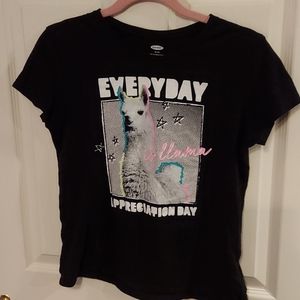 Everyday is Llama Appreciation Day Black Short Sleeve Tee Child Size 14